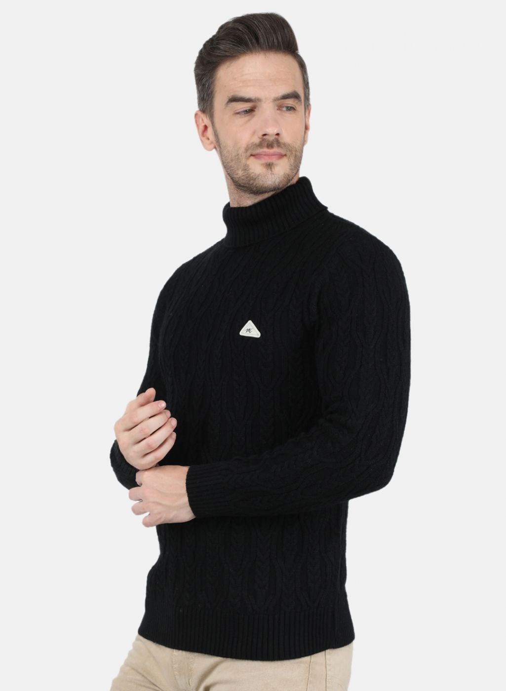 Men Black Self Design Pullover