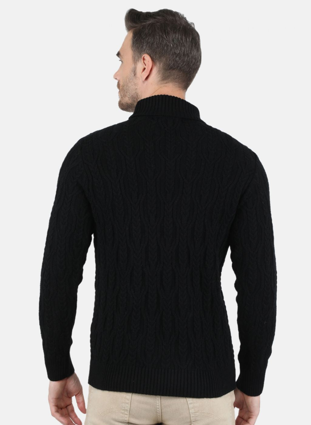 Men Black Self Design Pullover