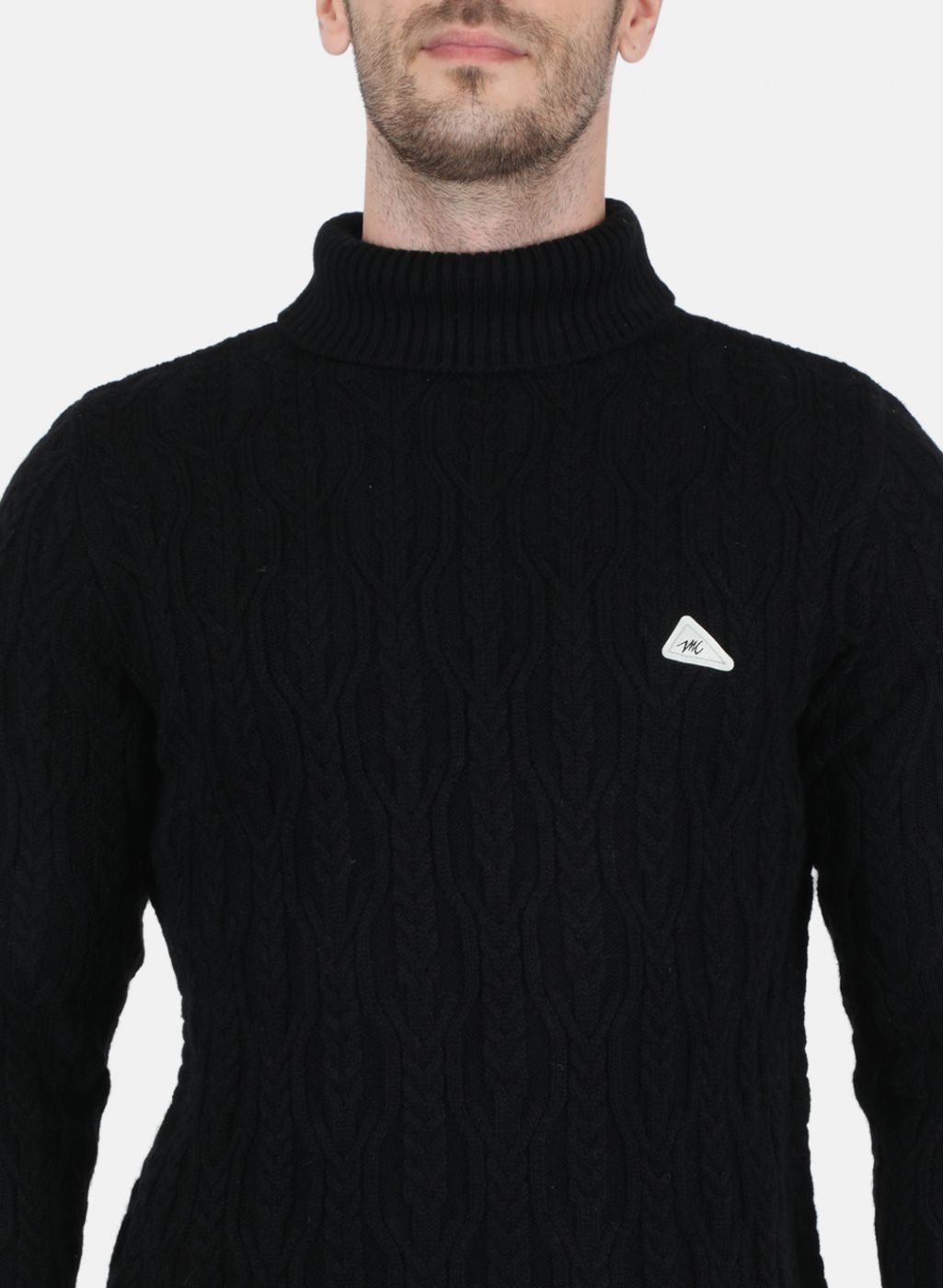 Men Black Self Design Pullover