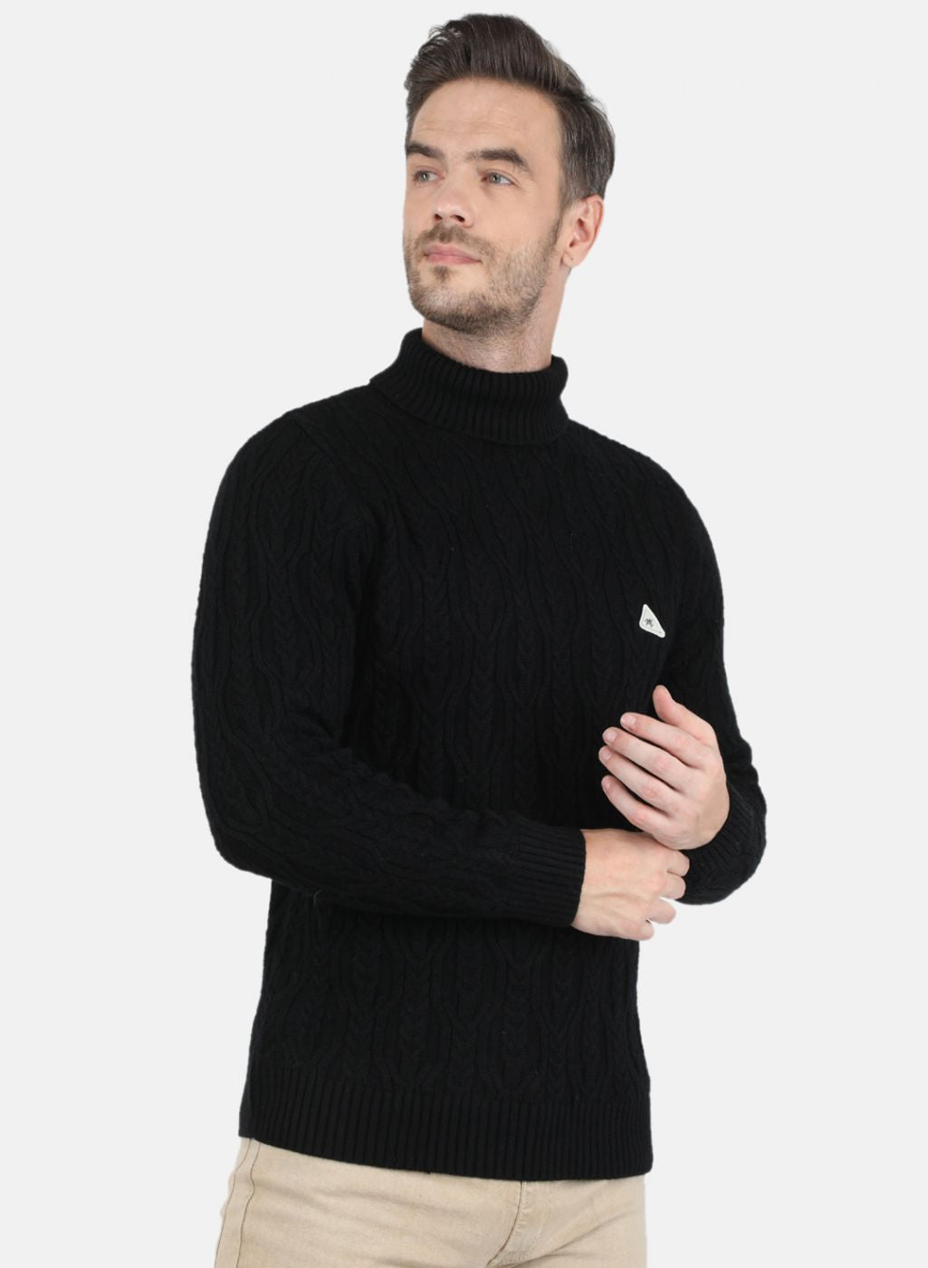 Men Black Self Design Pullover