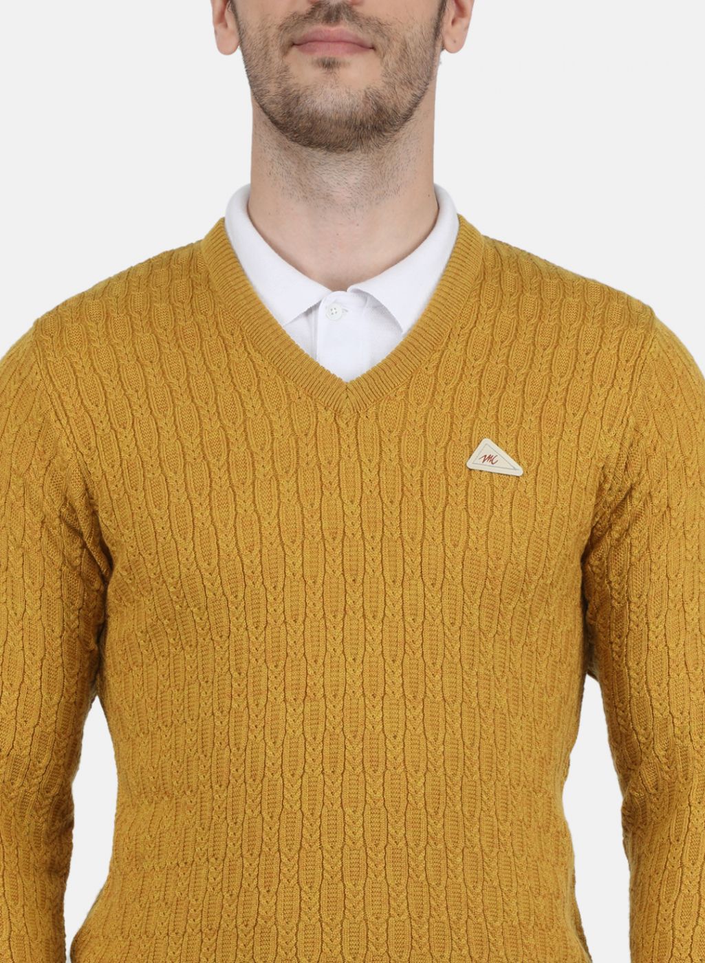 Men Gold Self Design Pullover