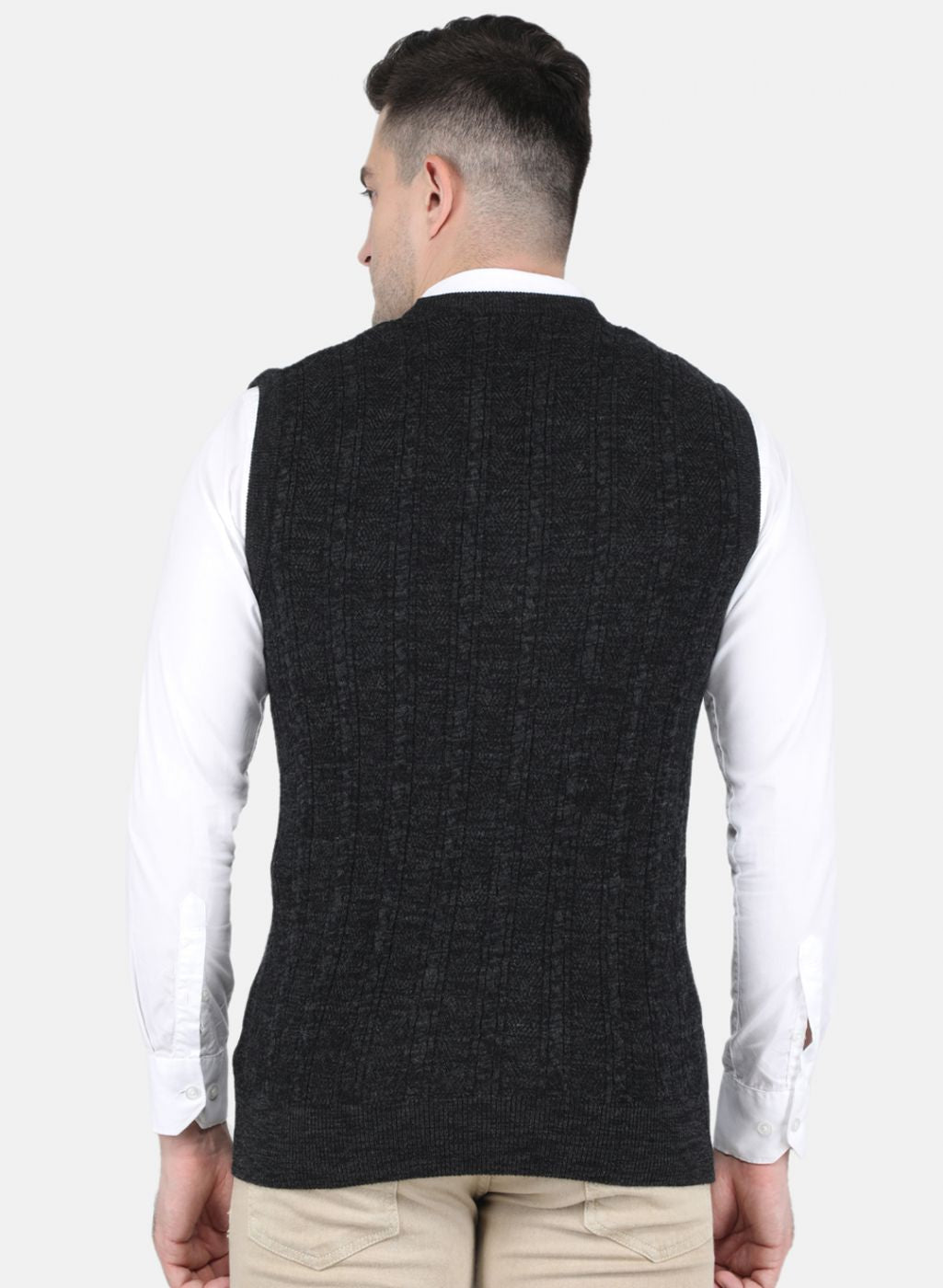 Men Grey Self Design Sweater