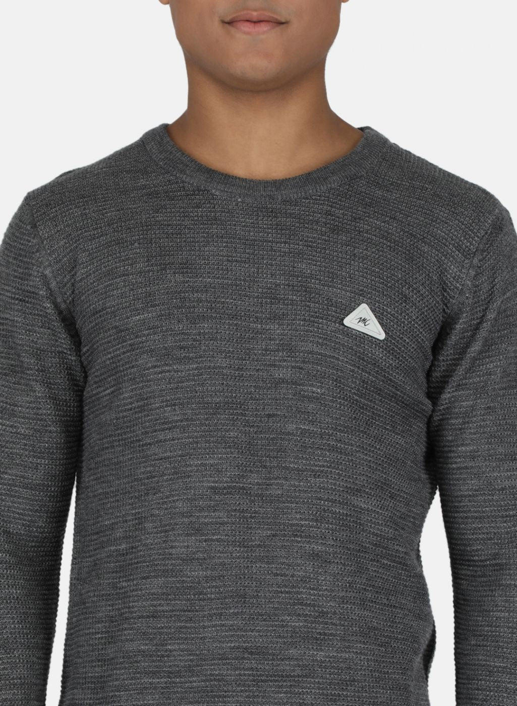 Men Grey Self Design Pullover