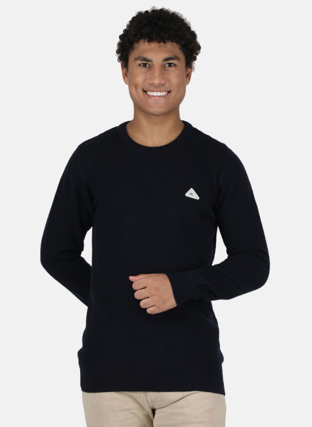 Men NAvy Blue Self Design Pullover