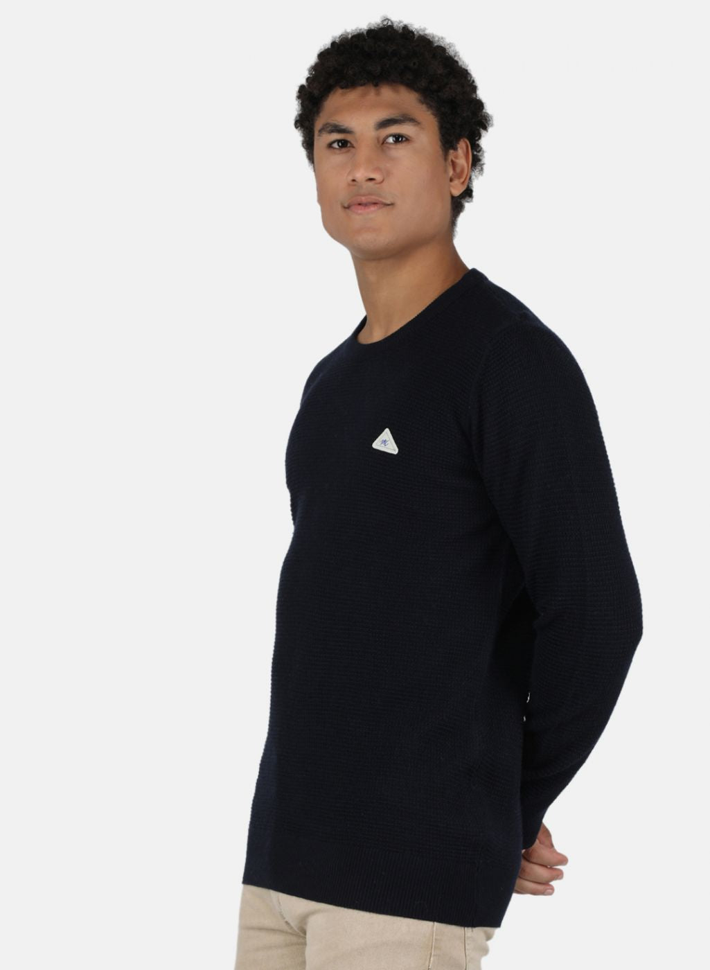 Men NAvy Blue Self Design Pullover