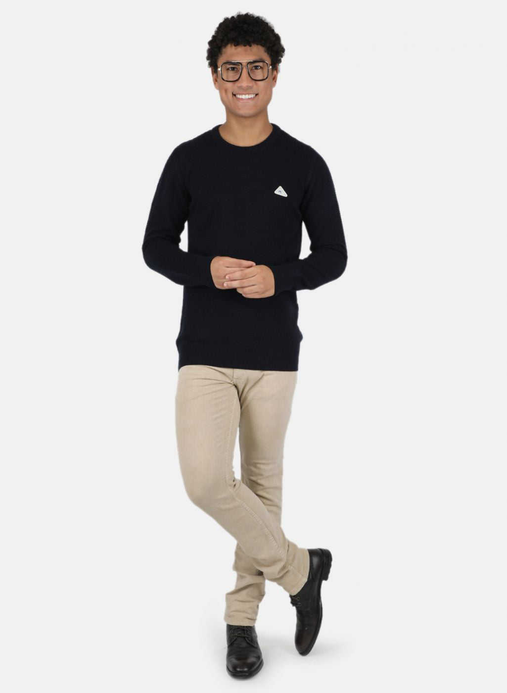 Men NAvy Blue Self Design Pullover