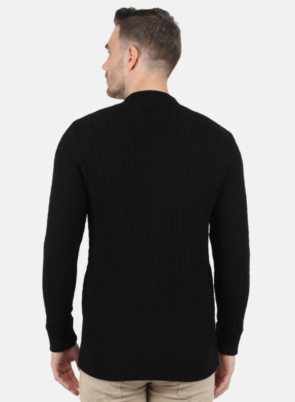 Men Black Self Design Pullover