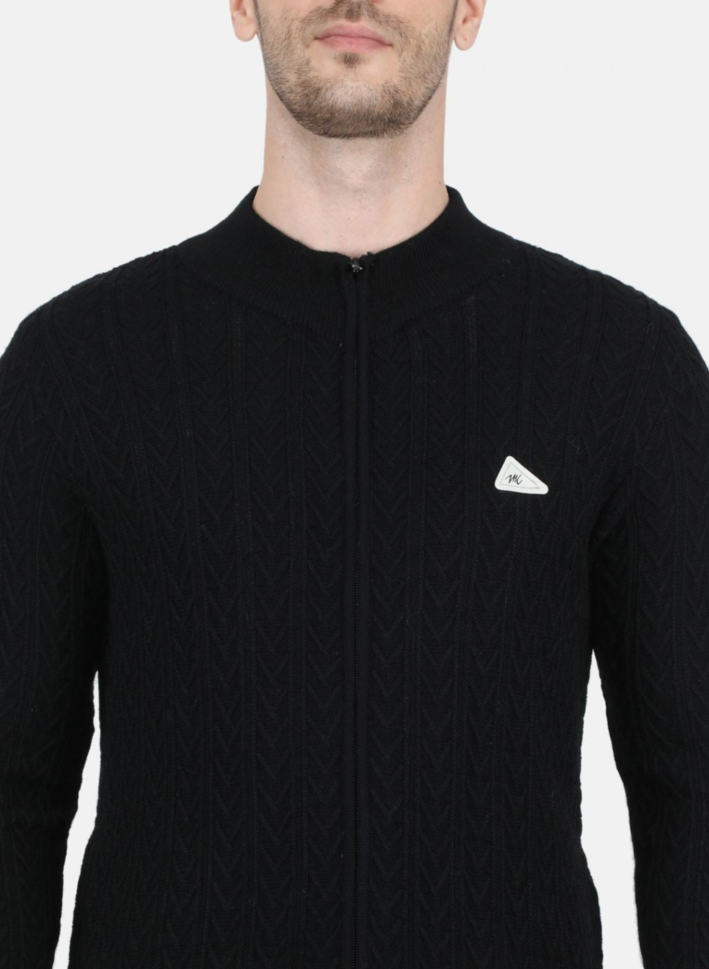 Men Black Self Design Pullover