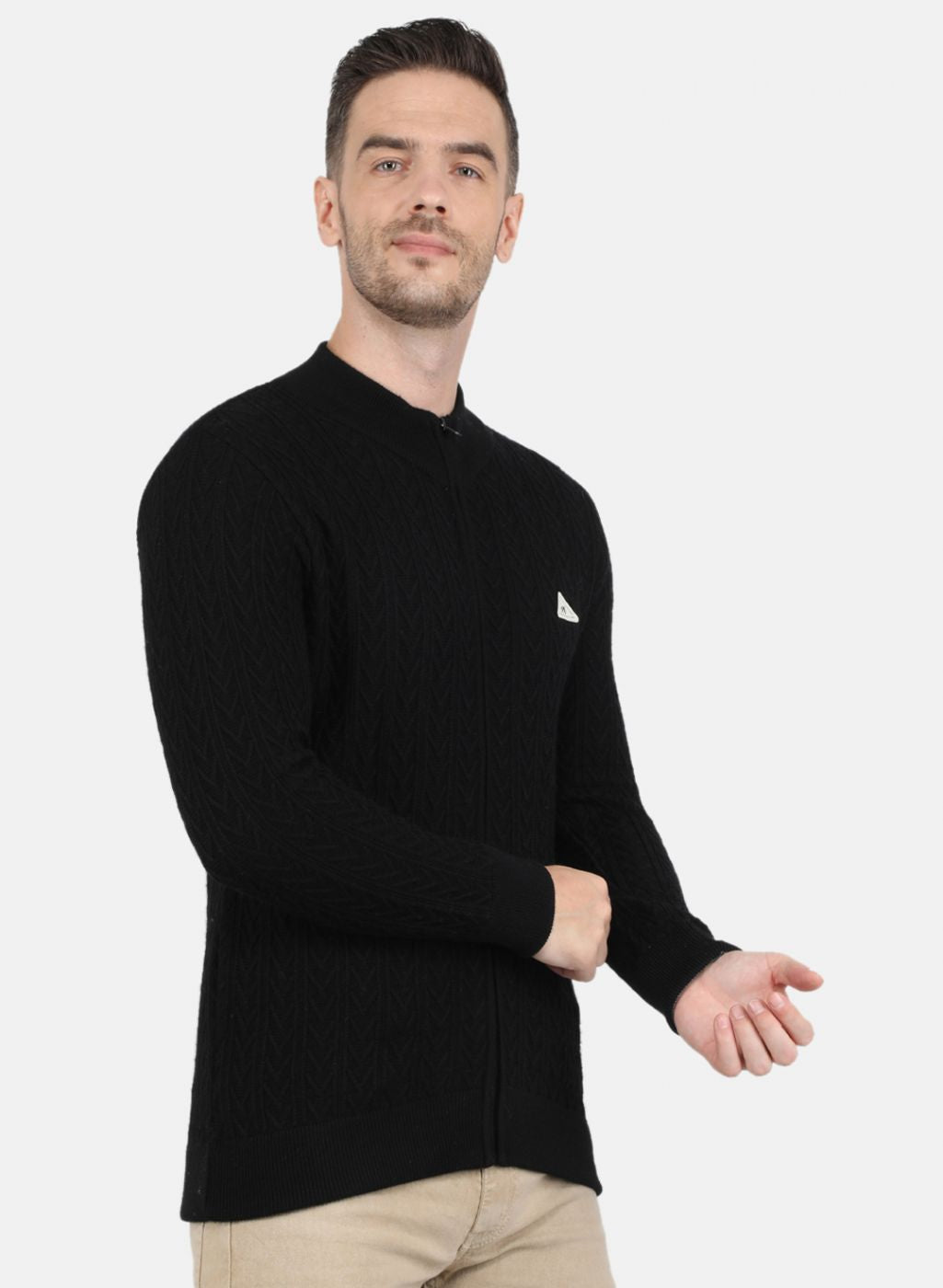 Men Black Self Design Pullover