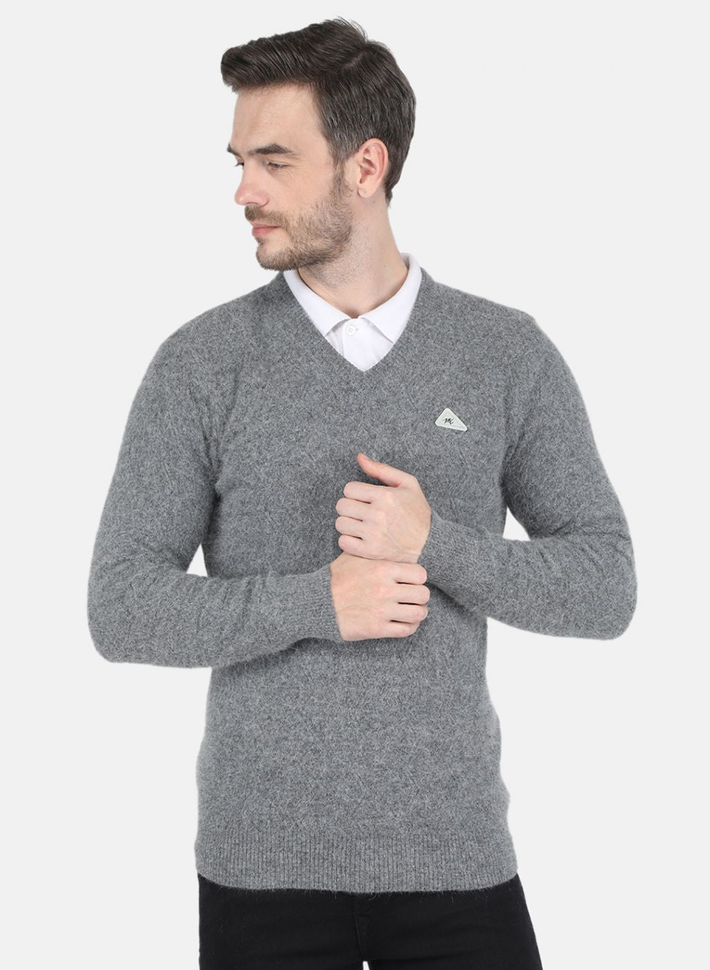 Men Grey Self design Pullover