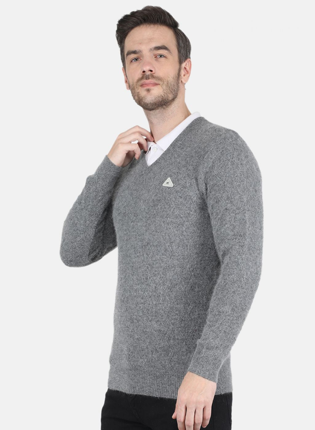 Men Grey Self design Pullover