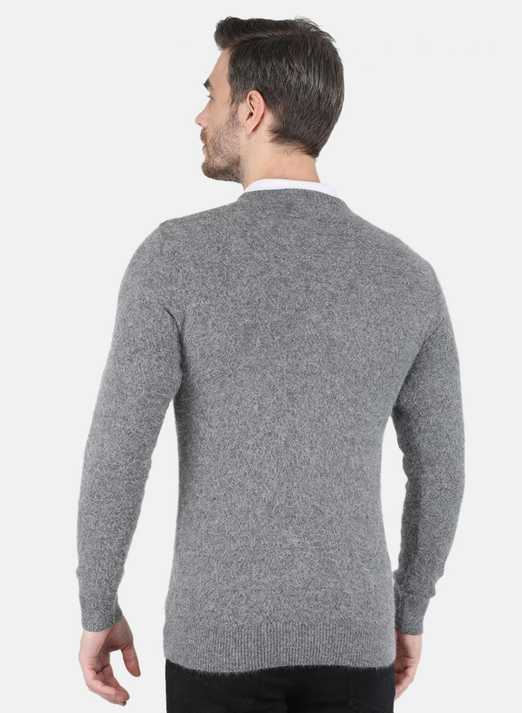 Men Grey Self design Pullover