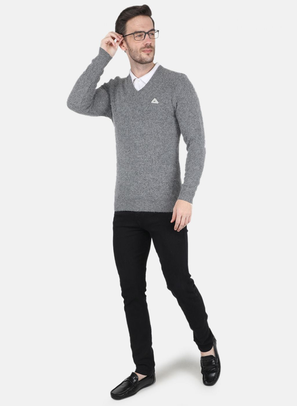 Men Grey Self design Pullover