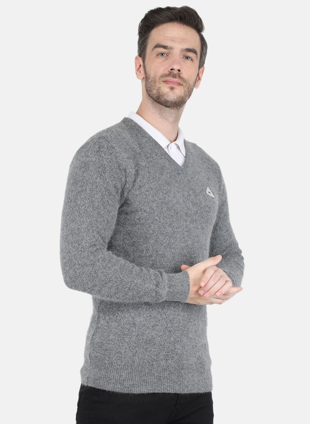 Men Grey Self design Pullover