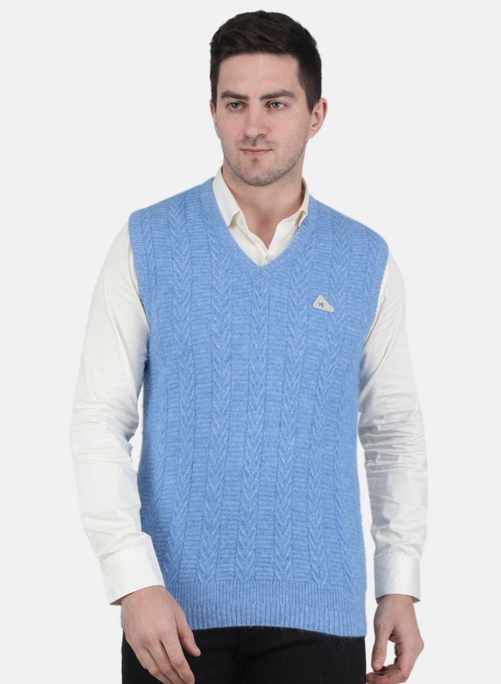 Men Blue Self Design Sweater