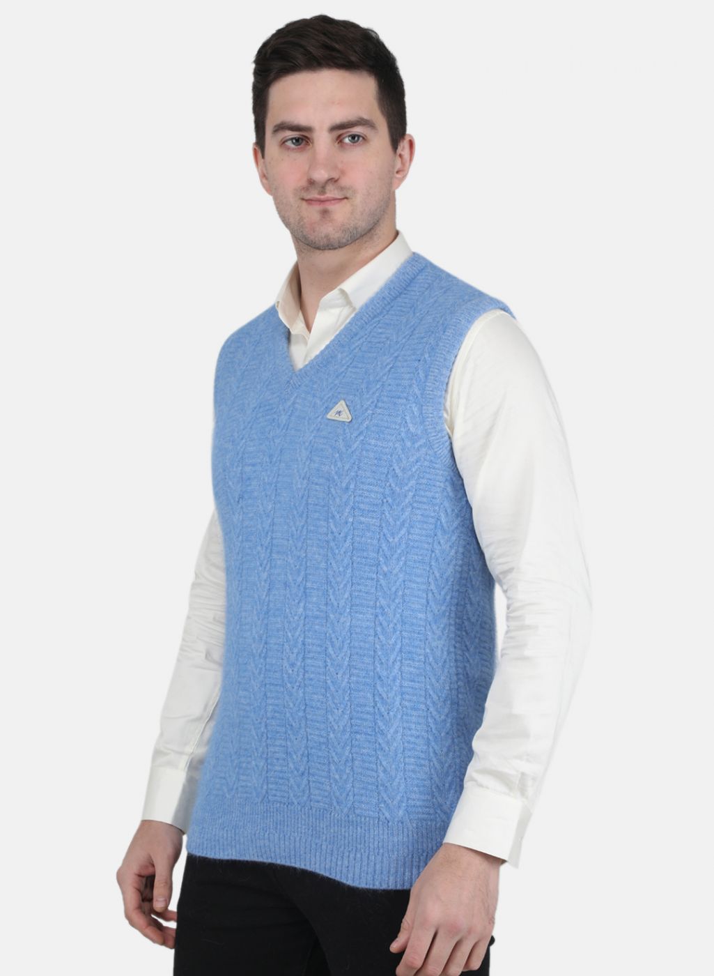 Men Blue Self Design Sweater