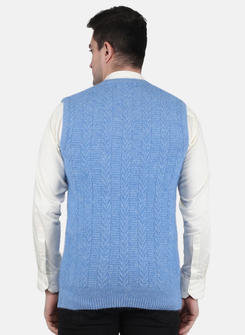 Men Blue Self Design Sweater