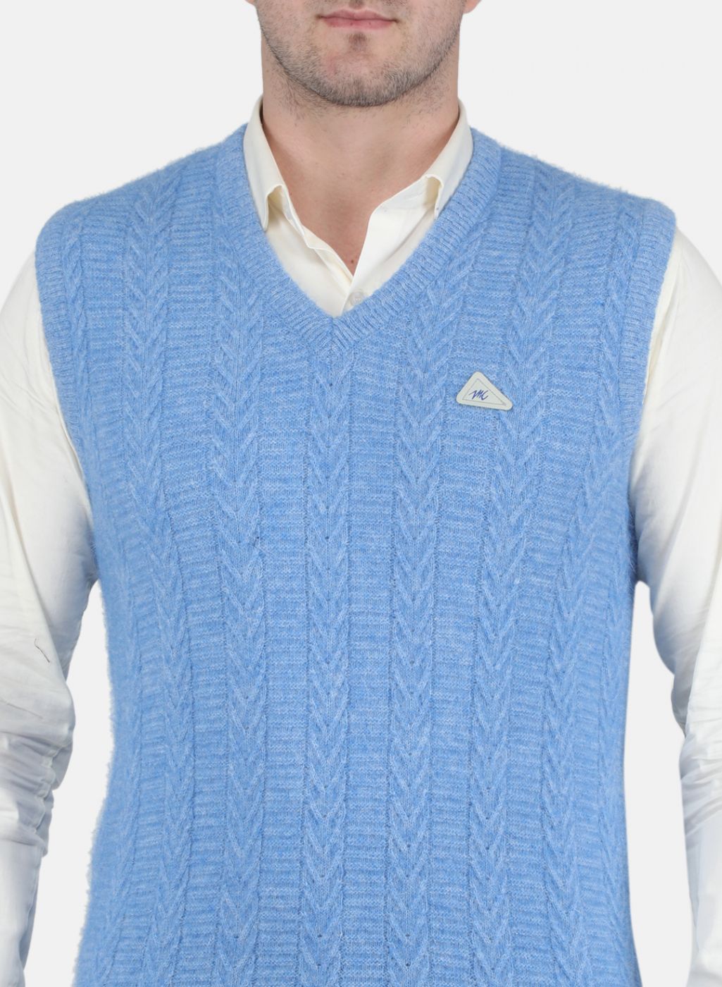 Men Blue Self Design Sweater