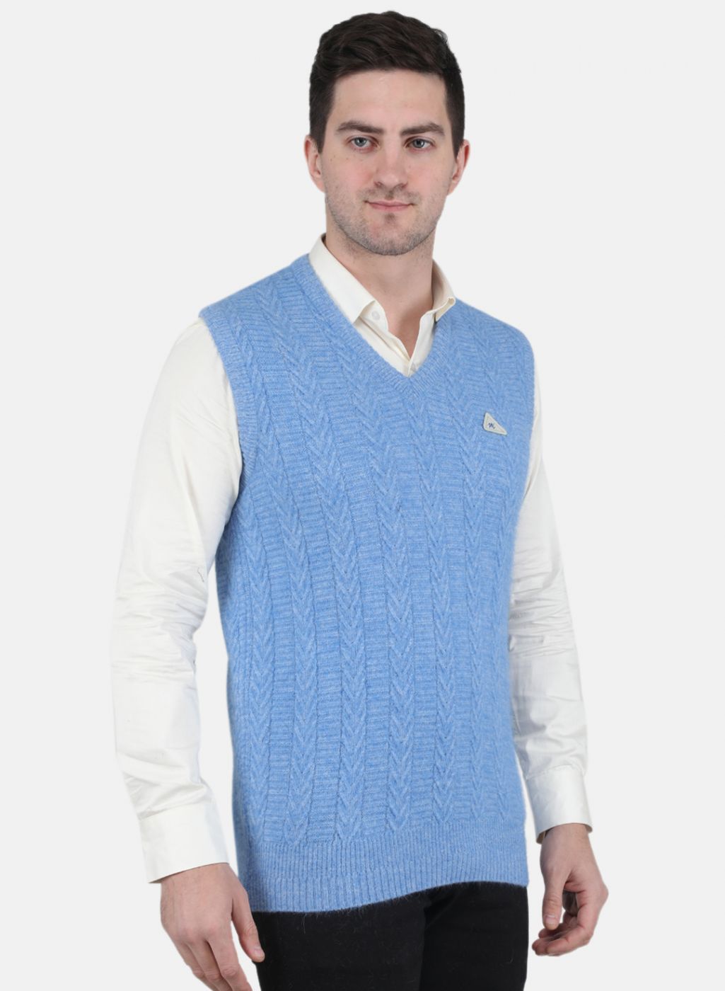 Men Blue Self Design Sweater