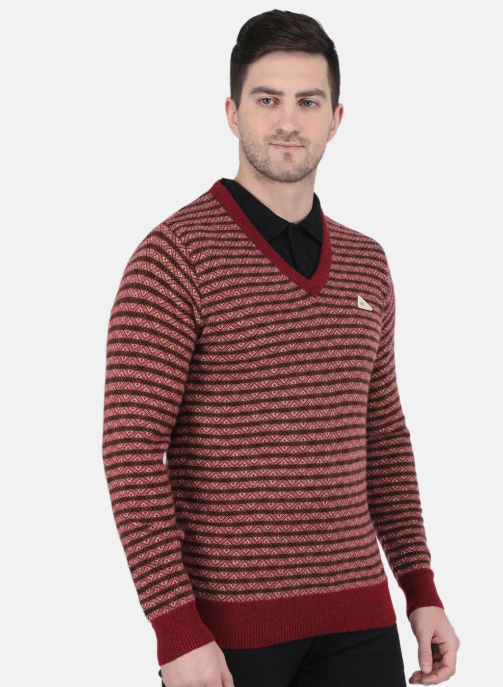 Men Multicolor Self Design Pullover