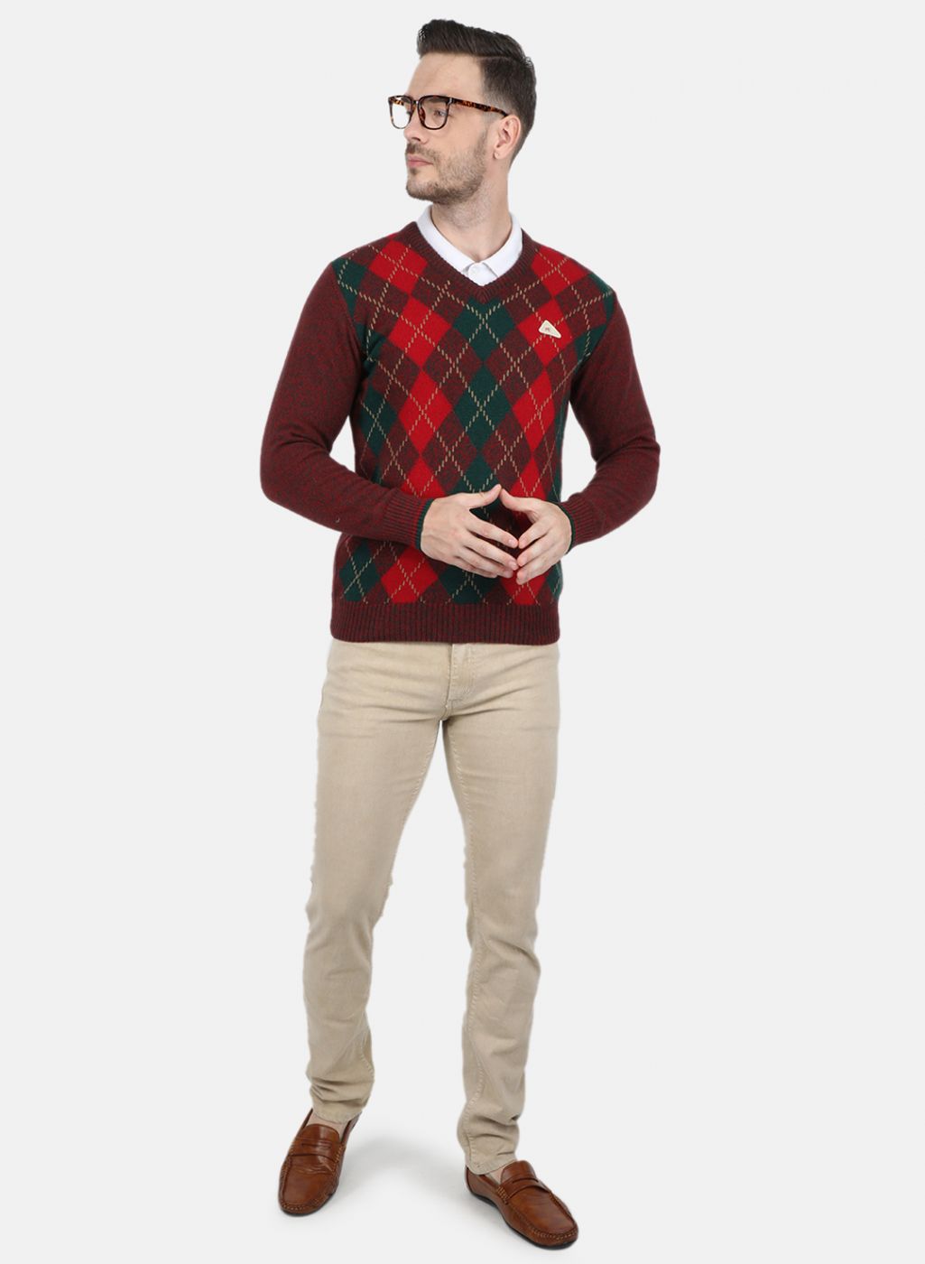 Men Maroon Self Design Pullover