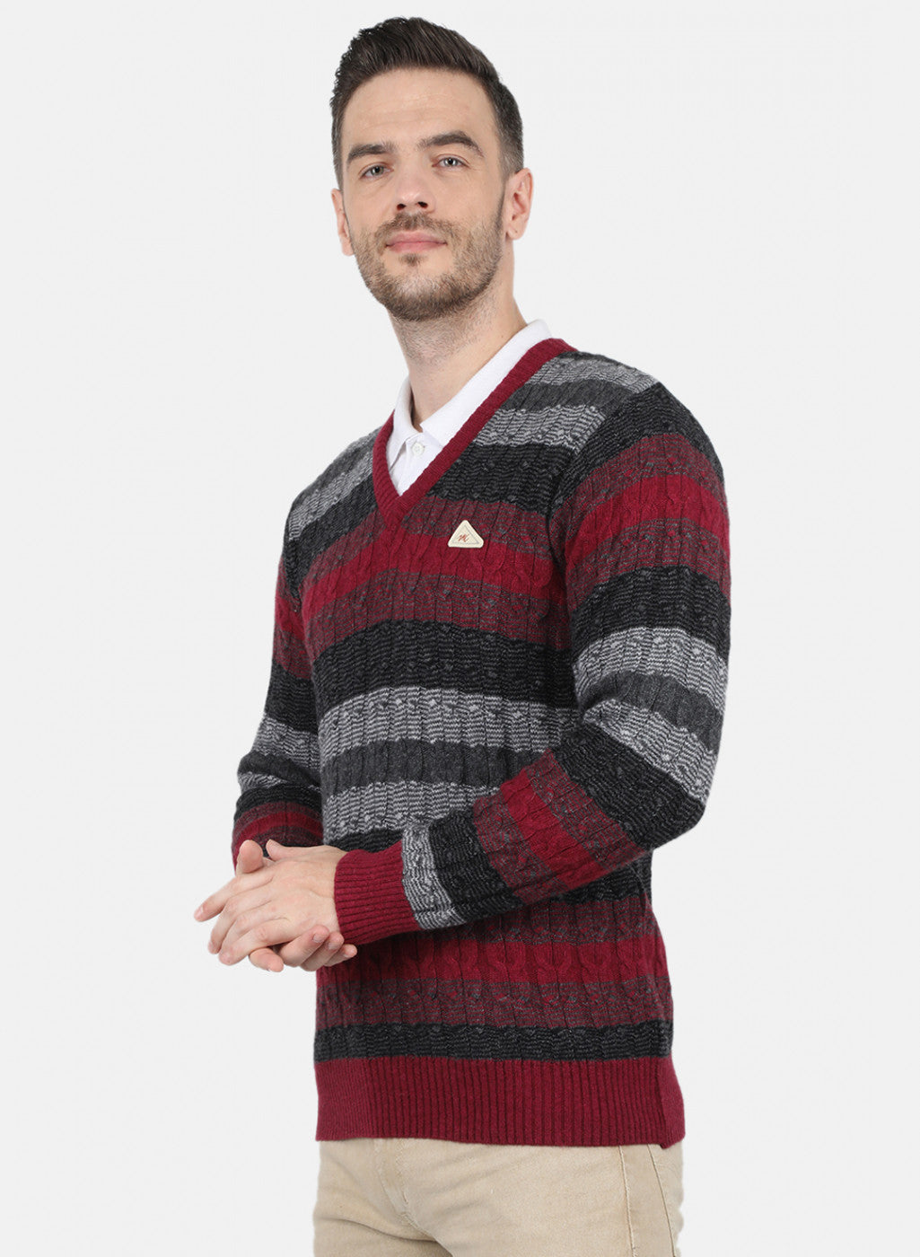 Men Multi Color Self Design Pullover