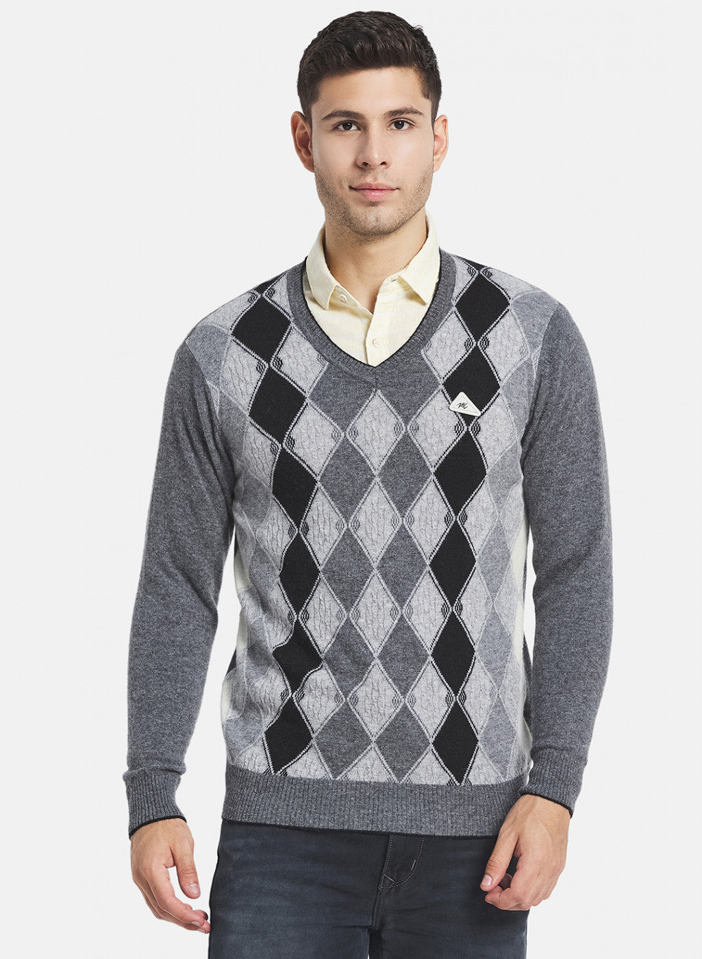 Men Grey Printed Pullover