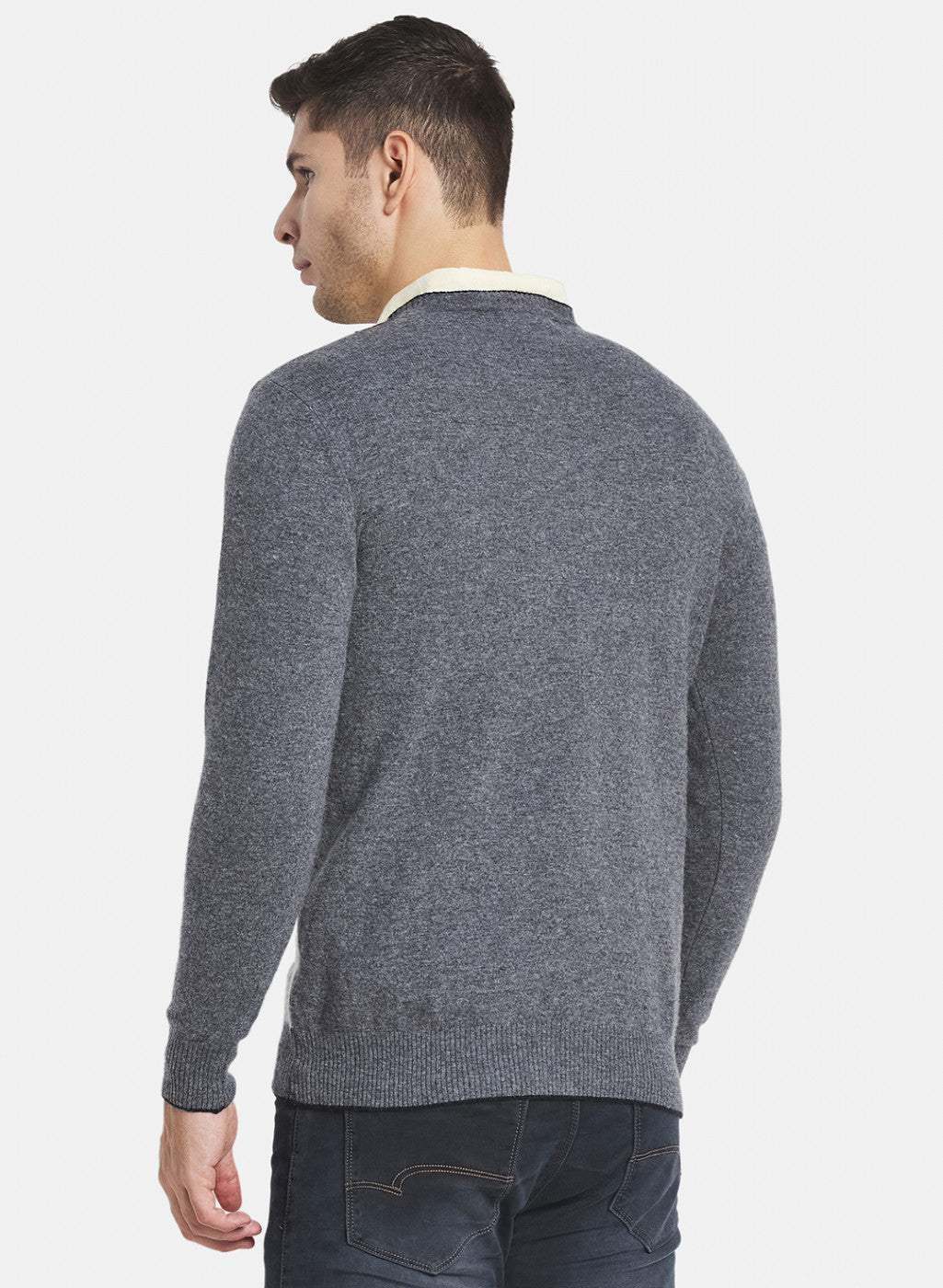 Men Grey Printed Pullover