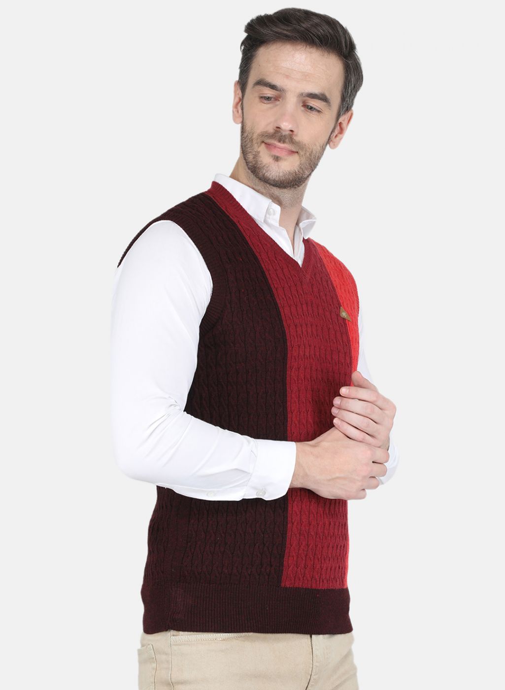 Men Maroon Printed Sweater