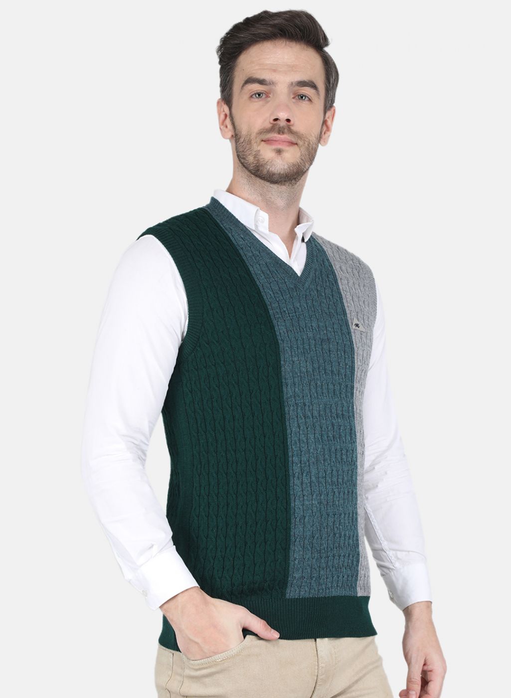 Men Green Printed Sweater