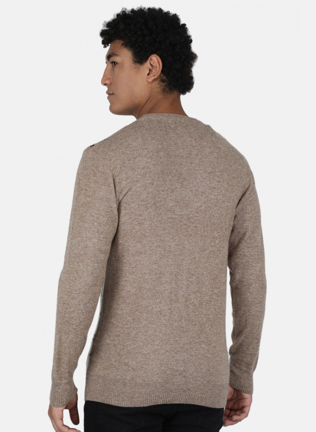 Men Light Brown Printed Pullover