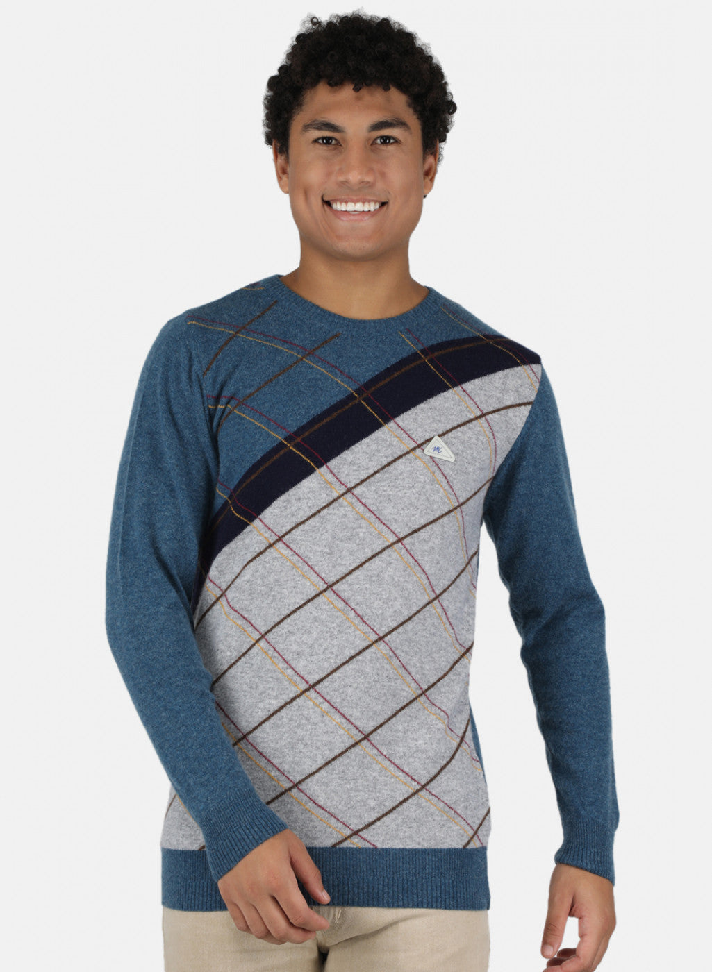 Men Blue Printed Pullover