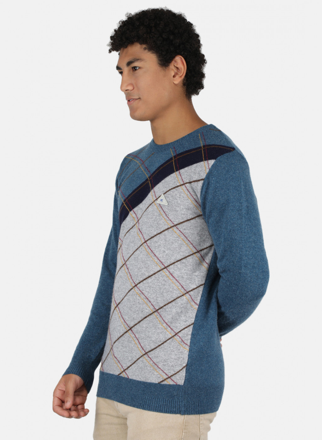 Men Blue Printed Pullover