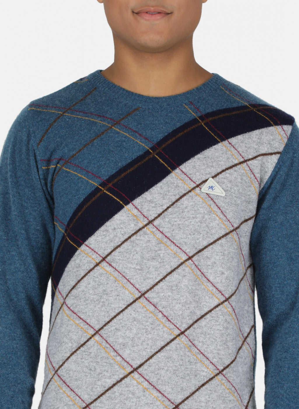 Men Blue Printed Pullover