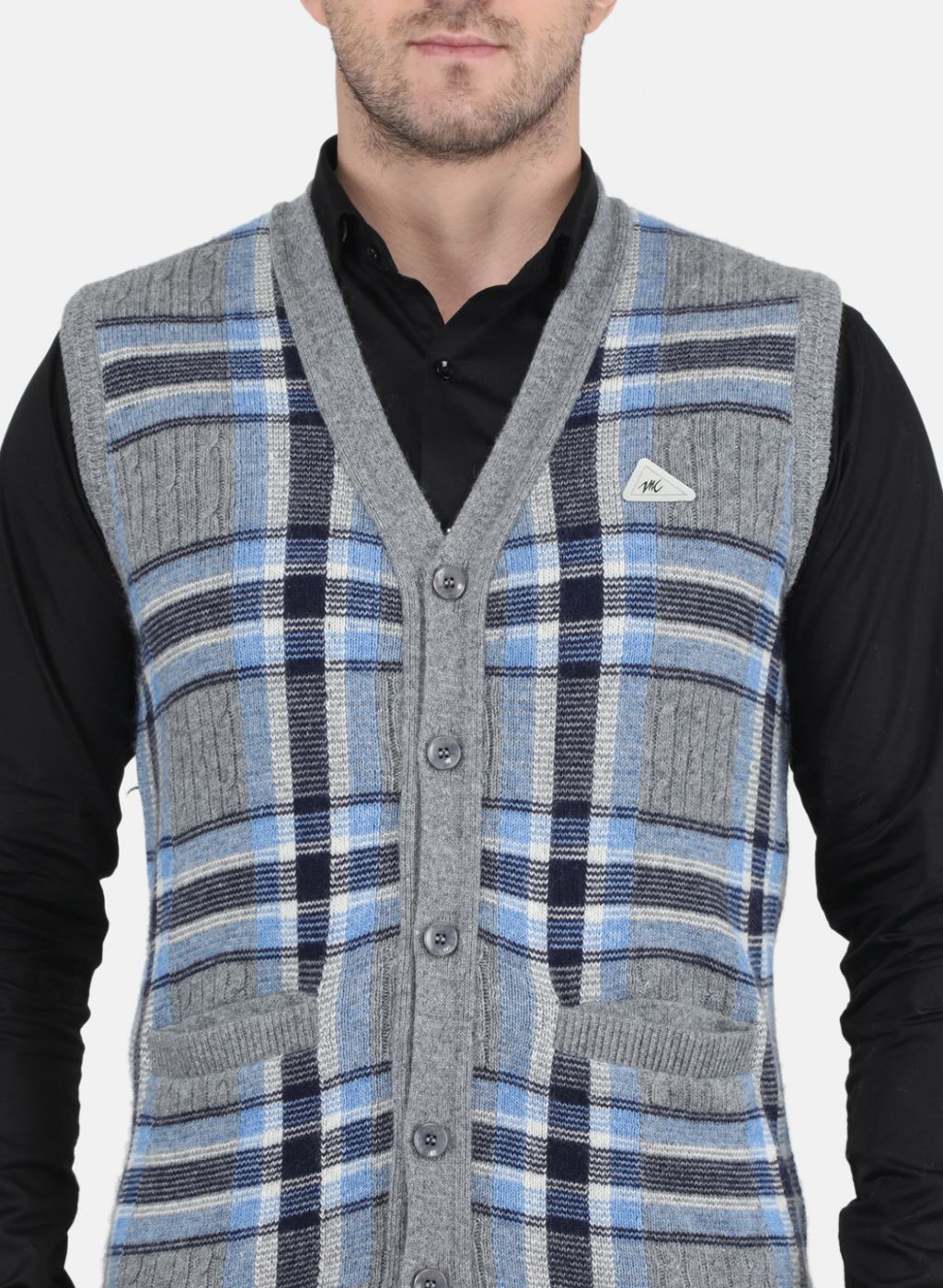 Men Grey Printed Cardigan