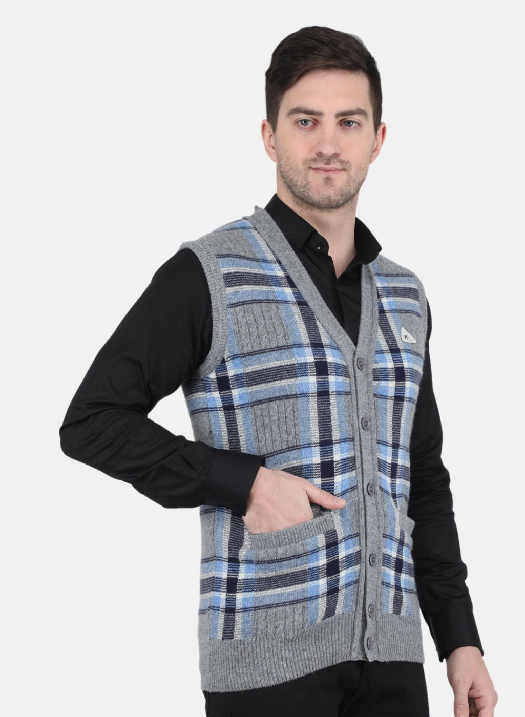 Men Grey Printed Cardigan