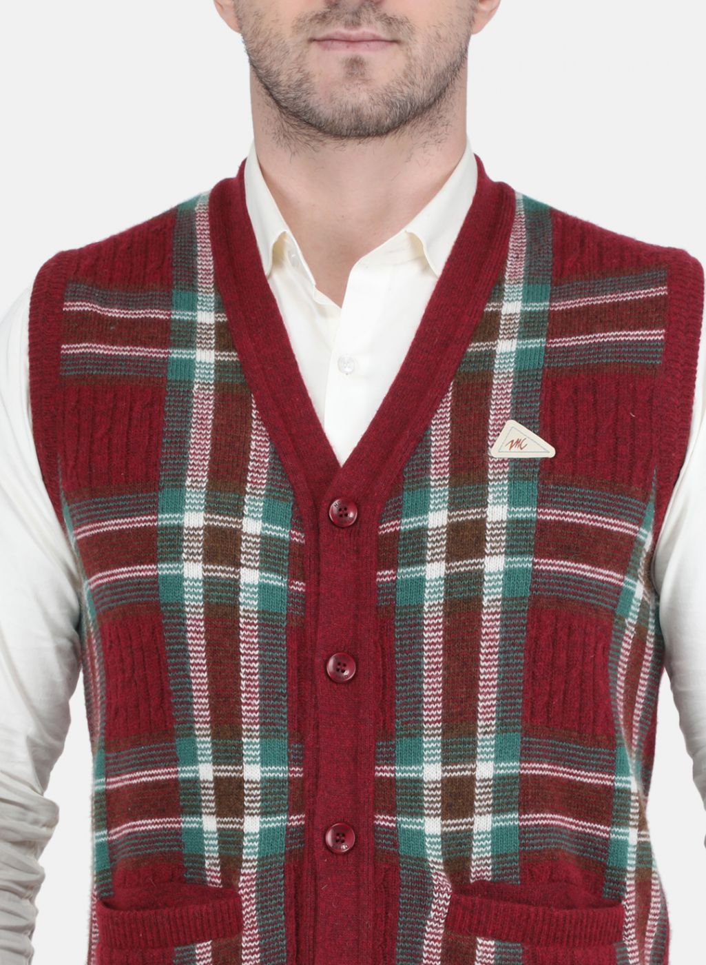 Men Maroon Printed Cardigan