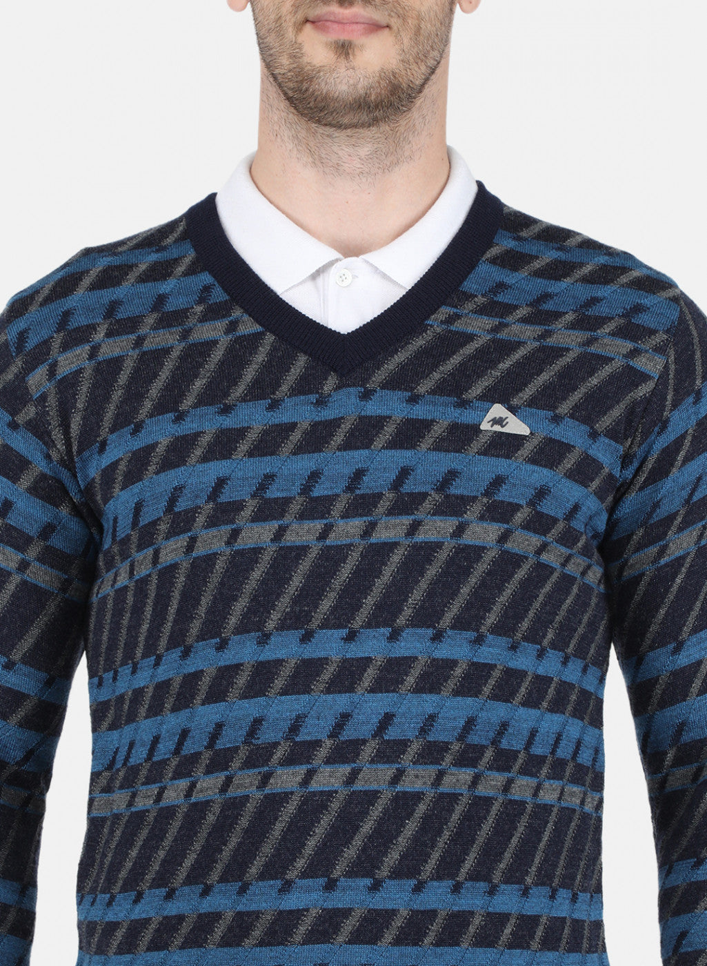 Men NAvy Blue Jaquard Pullover