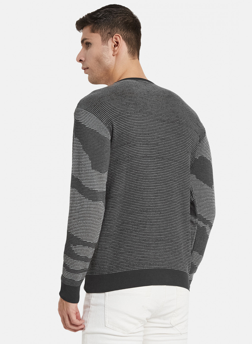 Men Grey Jaquard Pullover