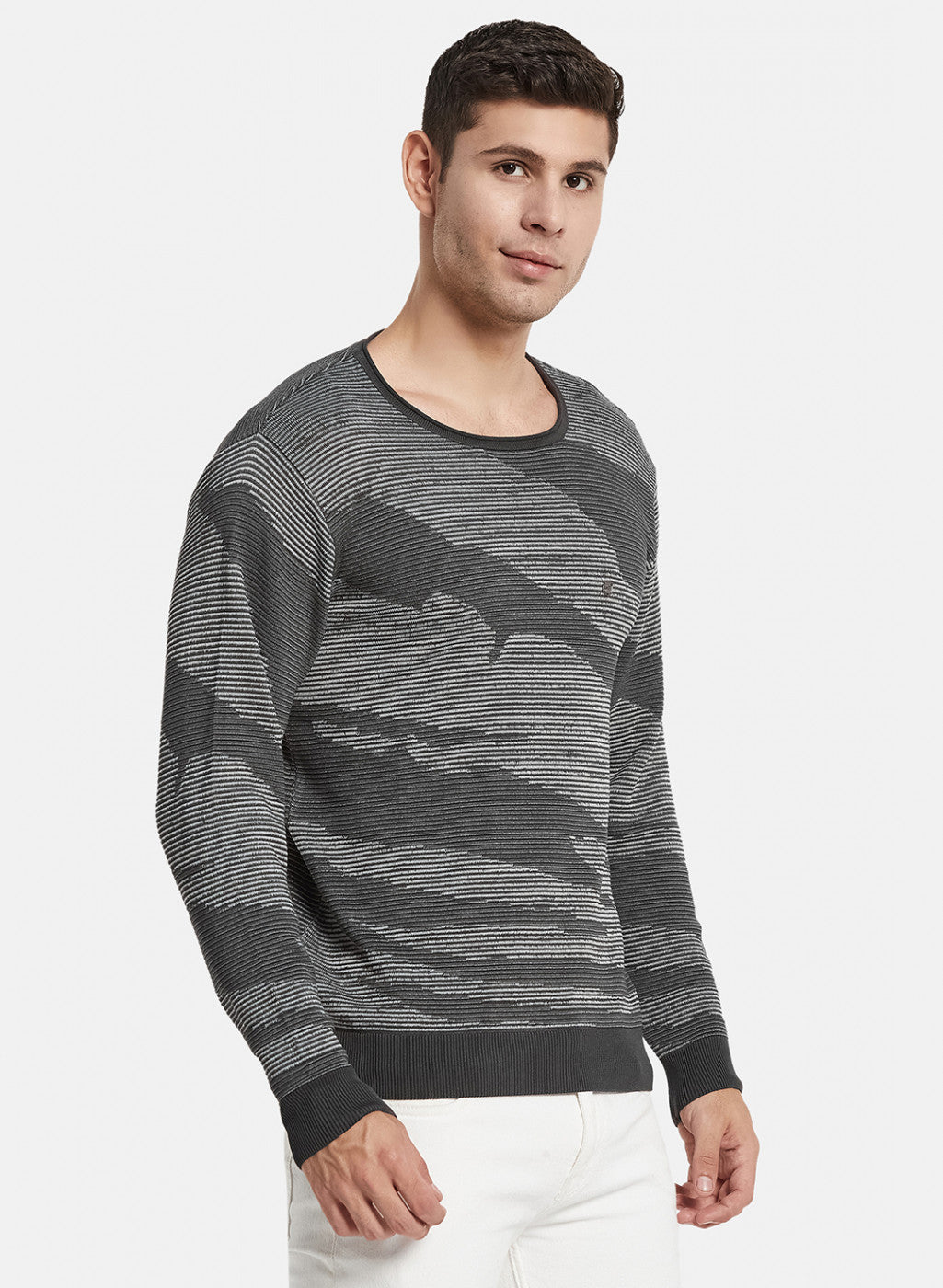 Men Grey Jaquard Pullover