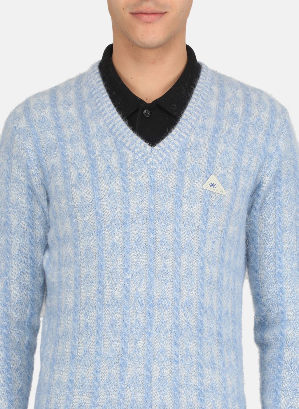 Men Sky Blue Jaquard Pullover