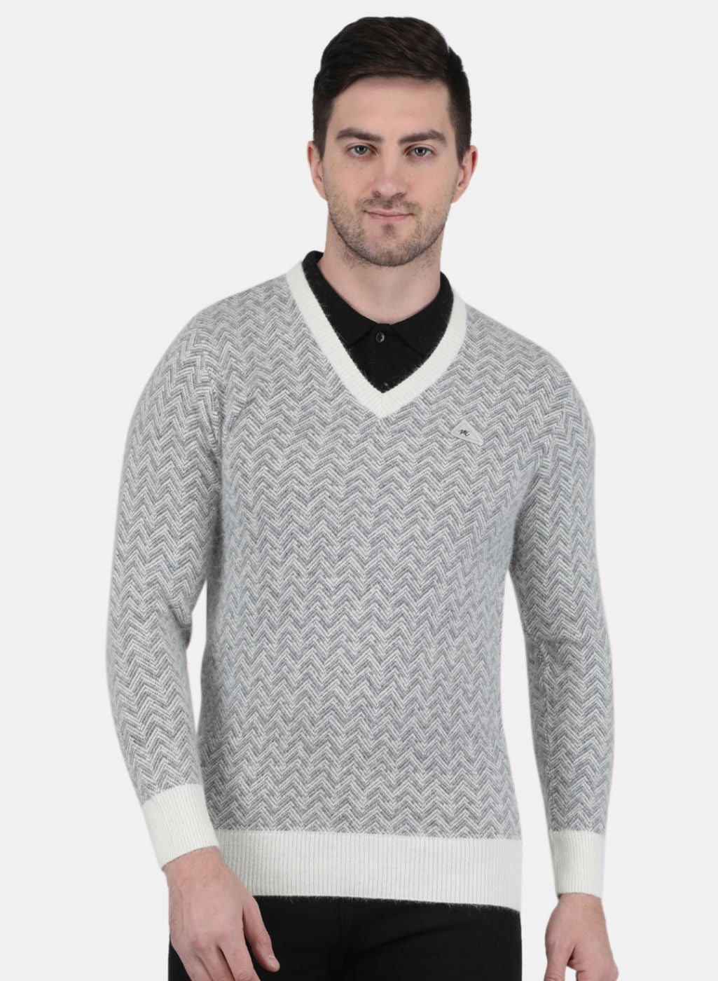 Men Grey Jaquard Pullover