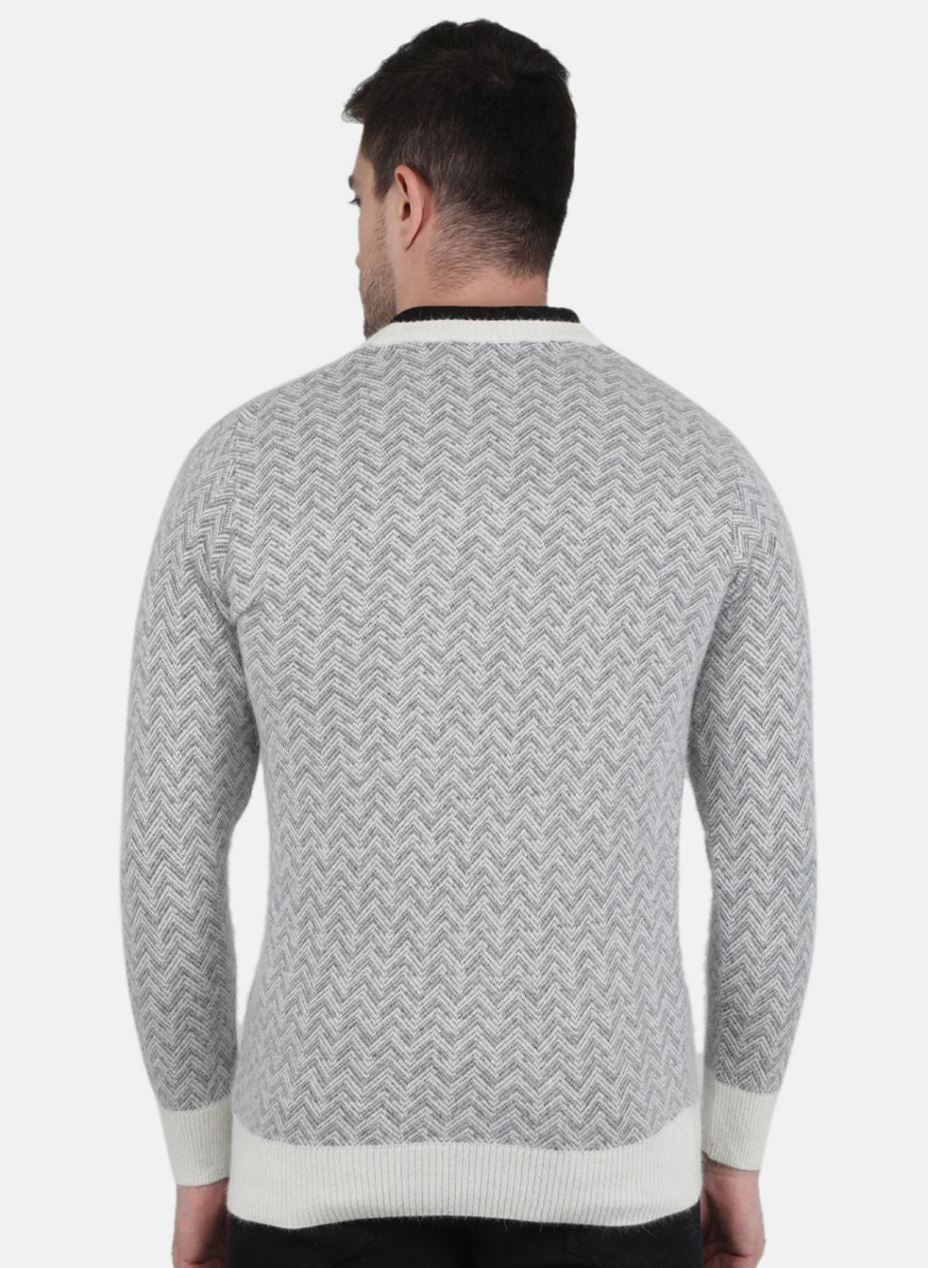 Men Grey Jaquard Pullover