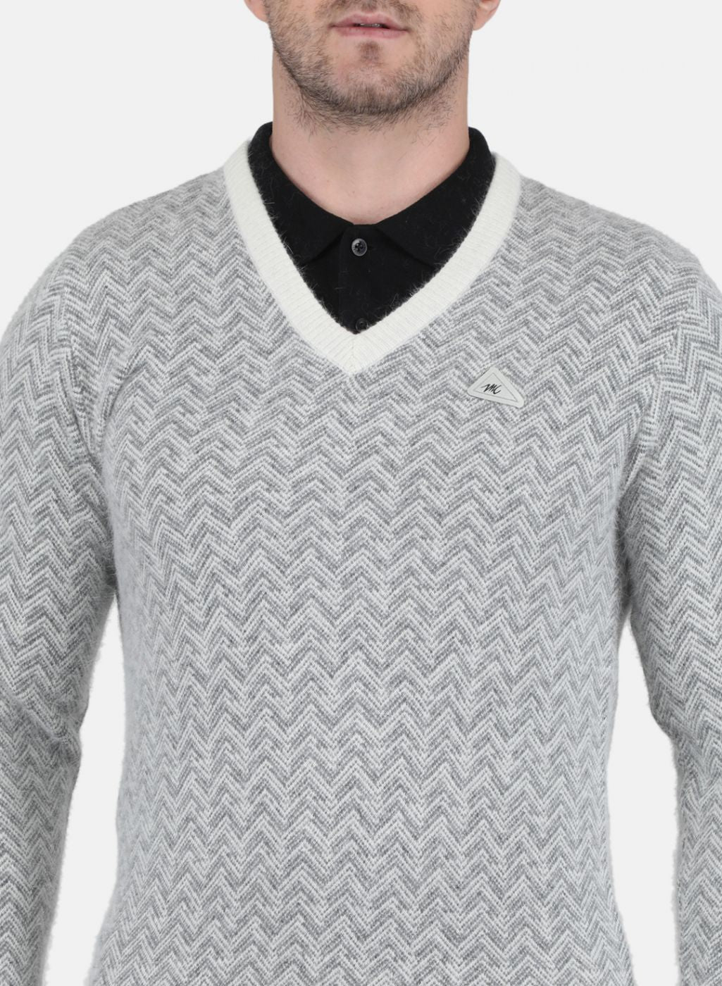 Men Grey Jaquard Pullover