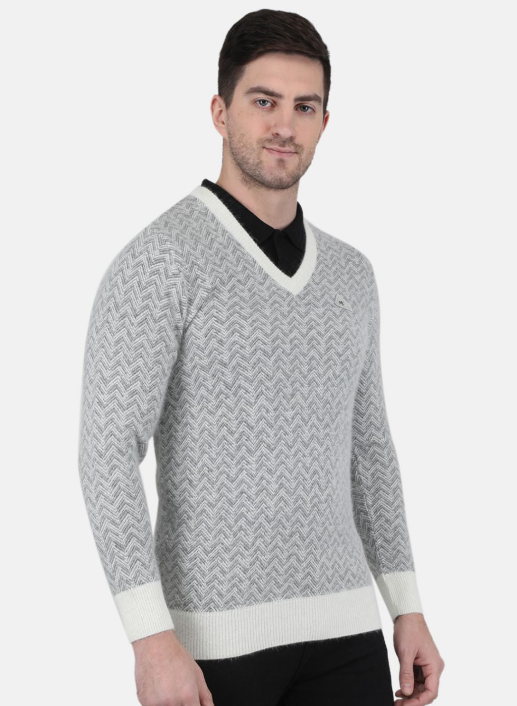 Men Grey Jaquard Pullover