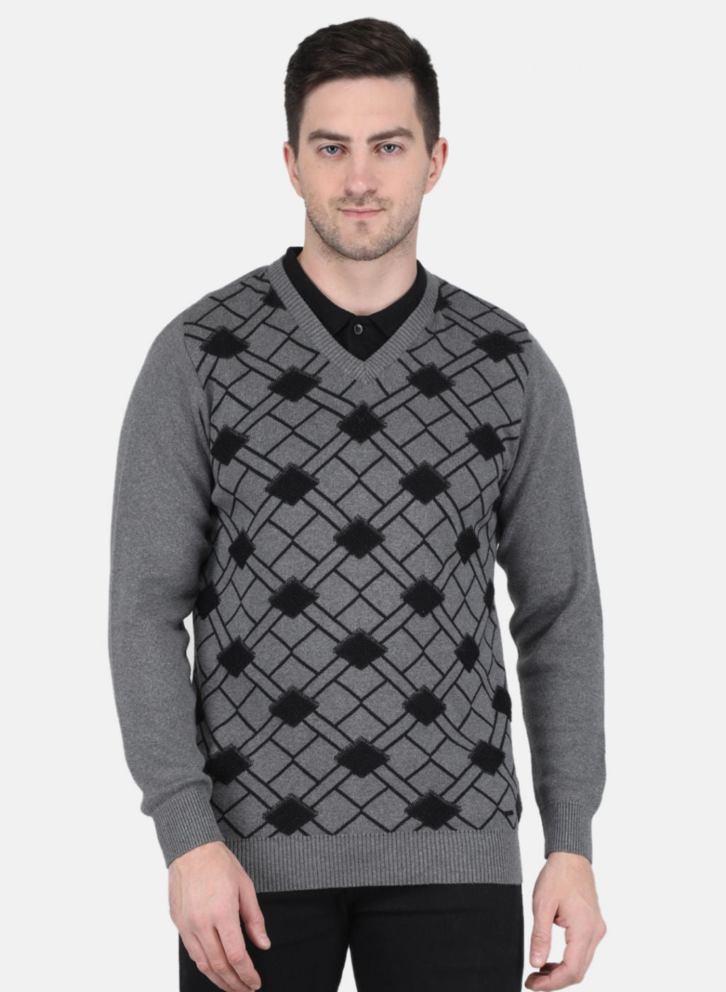 Men Grey Printed Pullover