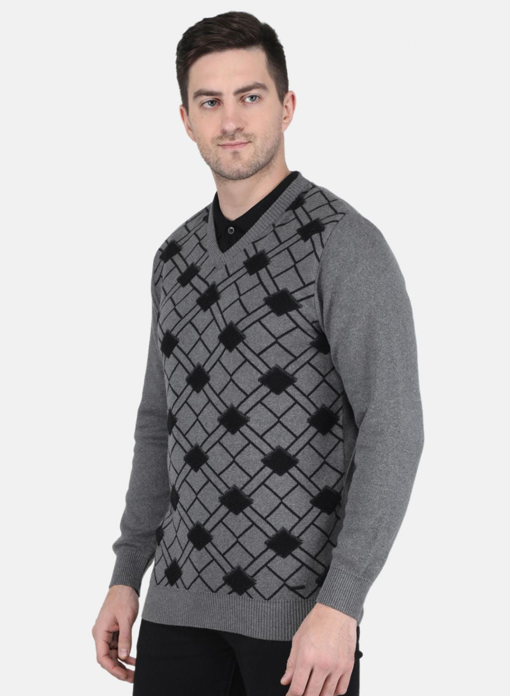 Men Grey Printed Pullover