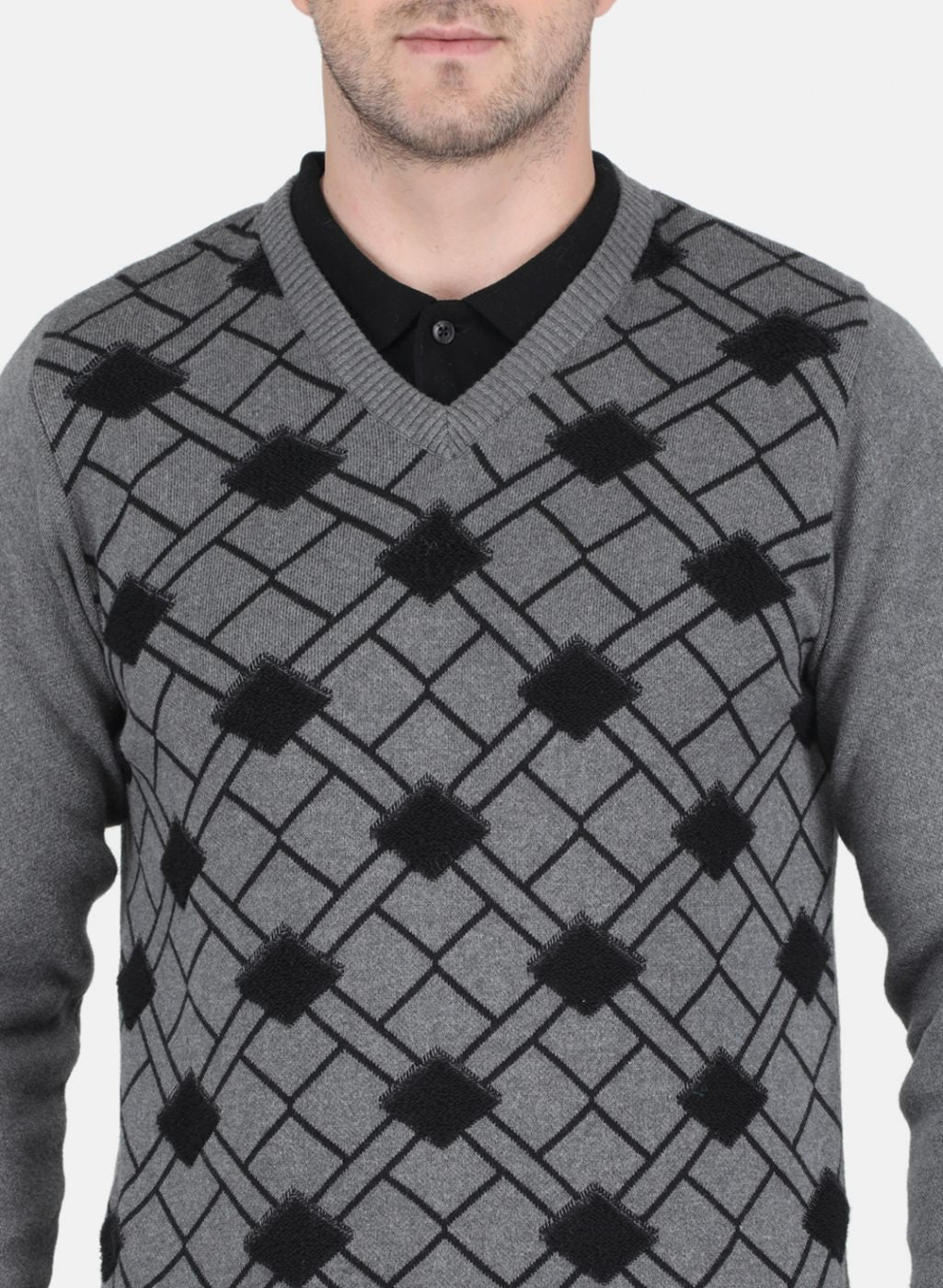 Men Grey Printed Pullover