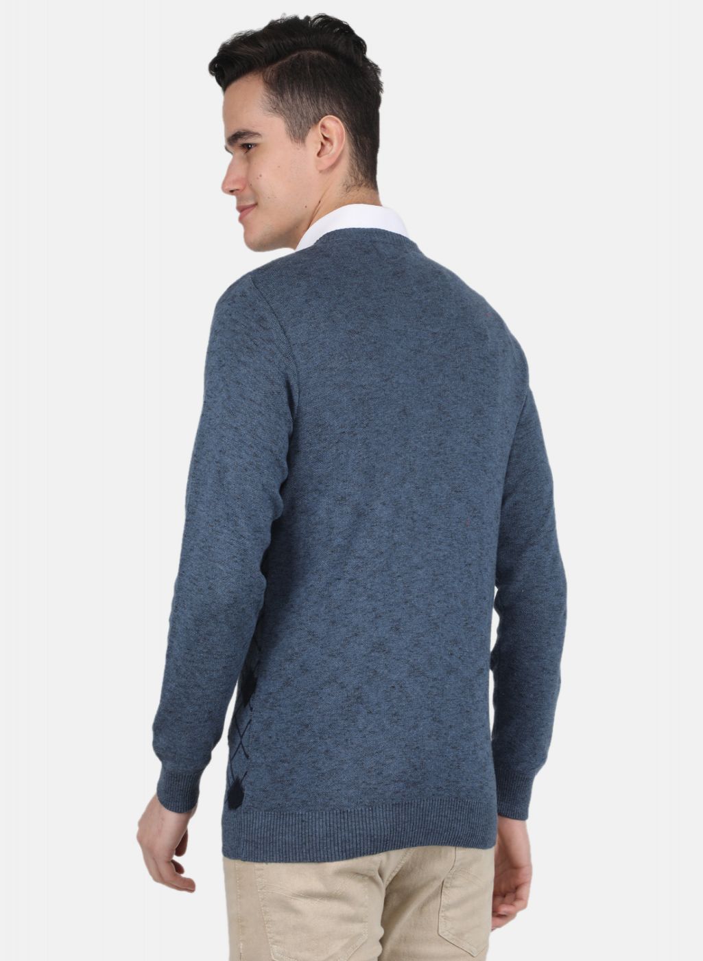 Men Blue Printed Pullover