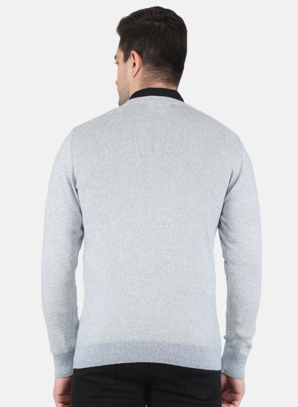 Men Blue Printed Pullover